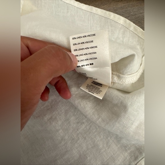 Anthropologie Pilcro Women's Cream Linen Blend Button-Down Shirt Size Small - Picture 10 of 11